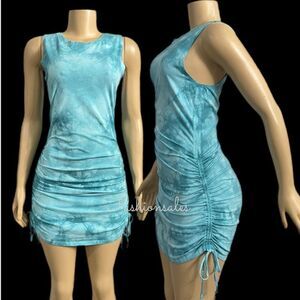 Victorias Secret Pink Ruched Sides Dress Sleeveless Marled blue